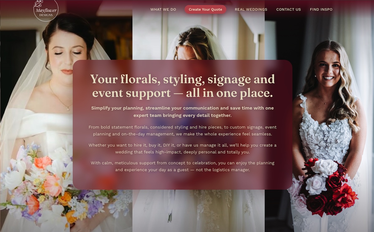 Mayflower Designs website screenshot